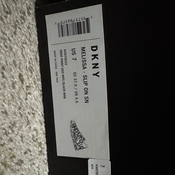 DKNY Melissa Slip On Graffiti Black and White Sneakers Womens Size 7 - Picture 6 of 6